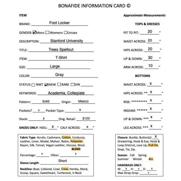 Foot Locker Mens Stanford University Trees Spellout T-Shirt Large Gray SP EXC - Picture 7 of 7